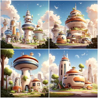 Coralossaur style, Midjourney V7: megacity with futuristic bioarchitecture