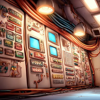 Coralossaur style, Midjourney V7: technical infrastructure blueprint schematics