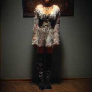 Tactile Chromafilm style, Midjourney V7: haute-couture fashion outfit