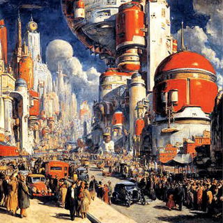 Pigmentarche style, Midjourney V7: megacity with futuristic bioarchitecture