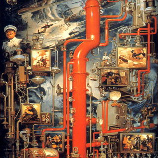 Pigmentarche style, Midjourney V7: technical infrastructure blueprint schematics