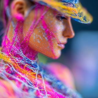 Fiberoptic Millinery style, Midjourney V7: haute-couture fashion outfit