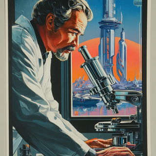 Saucerarabesque style, Midjourney V7: editorial illustration for popular scientific magazine cover