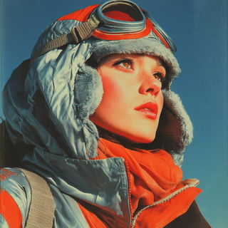 Saucerarabesque style, Midjourney V7: photographic portrait of female protagonist