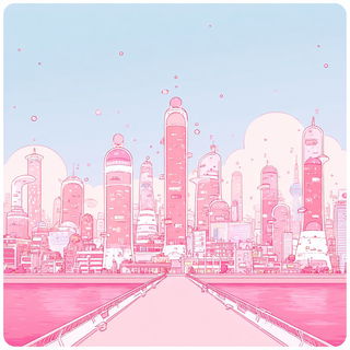 Pinksky Cartopop style, Midjourney V7: megacity with futuristic bioarchitecture