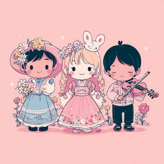 Pinksky Cartopop style, Midjourney V7: traditional folk art
