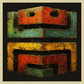 Rimebar Collage style, Midjourney V7: abstract 3D render