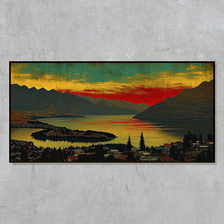 Rimebar Collage style, Midjourney V7: realistic landscape photograph of quiet dawn