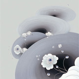 Lunette Lithograph style, Midjourney V7: abstract 3D render