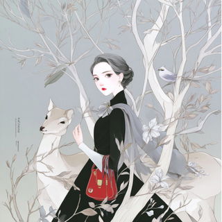 Lunette Lithograph style, Midjourney V7: retro fairy-tale illustration