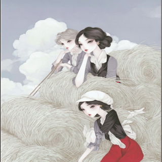 Lunette Lithograph style, Midjourney V7: traditional folk art