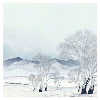 Lunette Lithograph style, Midjourney V7: realistic landscape photograph of quiet dawn