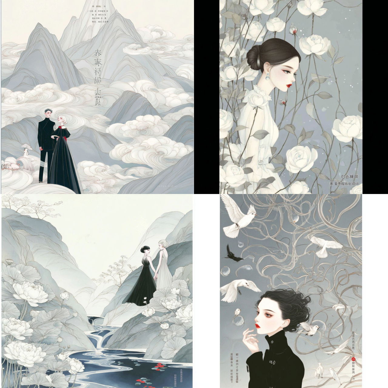 Lunette Lithograph style, Midjourney V7, render 1 of 4