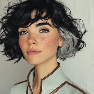 Quilltangle style, Midjourney V7: photographic portrait of female protagonist