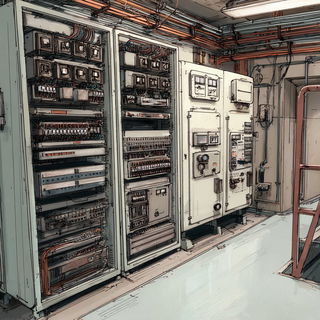 Quilltangle style, Midjourney V7: technical infrastructure blueprint schematics