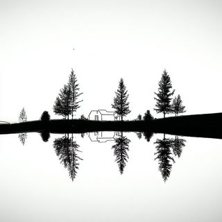 Inkstrata style, Midjourney V7: realistic landscape photograph of quiet dawn