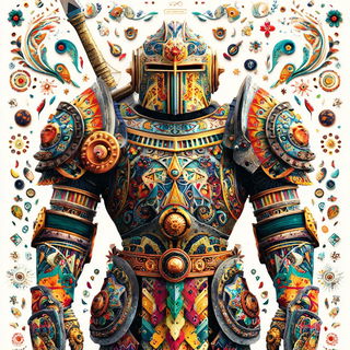 Jewelgate Fairground style, Midjourney V7: concept art character design of retropunk steam knight