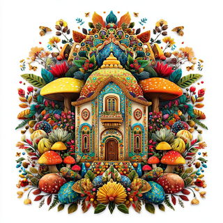 Jewelgate Fairground style, Midjourney V7: retro fairy-tale illustration