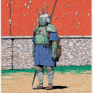 Rillmark style, Midjourney V7: concept art character design of retropunk steam knight