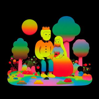 Glowmorph style, Midjourney V7: retro fairy-tale illustration