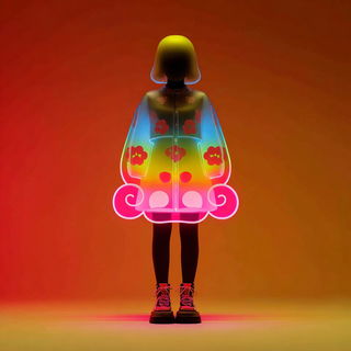 Glowmorph style, Midjourney V7: haute-couture fashion outfit