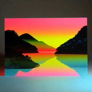 Glowmorph style, Midjourney V7: realistic landscape photograph of quiet dawn