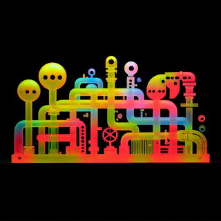 Glowmorph style, Midjourney V7: technical infrastructure blueprint schematics