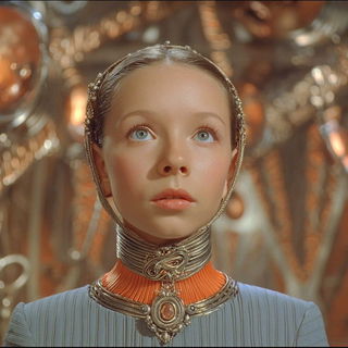 Solaris Cartographic Baroque style, Midjourney V7: photographic portrait of female protagonist
