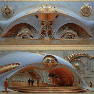 Solaris Cartographic Baroque style, Midjourney V7: technical infrastructure blueprint schematics