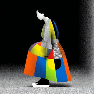 Stratified Primaryism style, Midjourney V7: haute-couture fashion outfit