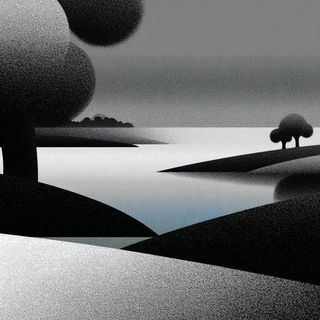 Stratified Primaryism style, Midjourney V7: realistic landscape photograph of quiet dawn