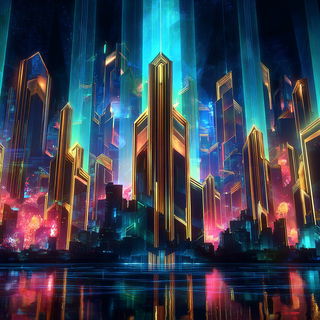 Chromacut style, Midjourney V7: megacity with futuristic bioarchitecture