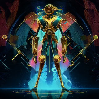 Chromacut style, Midjourney V7: concept art character design of retropunk steam knight