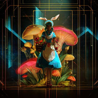 Chromacut style, Midjourney V7: retro fairy-tale illustration
