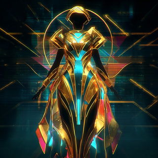 Chromacut style, Midjourney V7: haute-couture fashion outfit