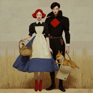Equestralogue style, Midjourney V7: retro fairy-tale illustration