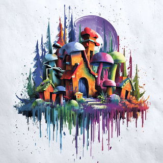 Dripicon style, Midjourney V7: retro fairy-tale illustration