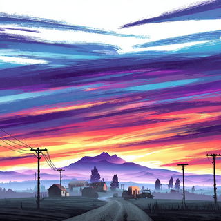 Dripicon style, Midjourney V7: realistic landscape photograph of quiet dawn