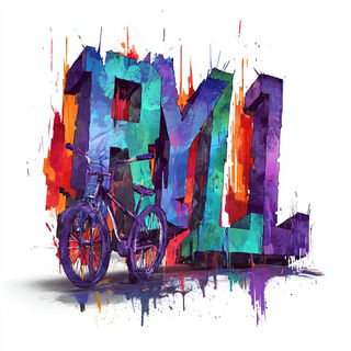 Dripicon style, Midjourney V7: typographic composition with large letters