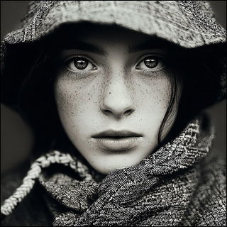 Antleromachy style, Midjourney V7: photographic portrait of female protagonist