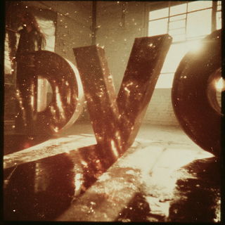 Redheat Daguerrotype style, Midjourney V7: typographic composition with large letters