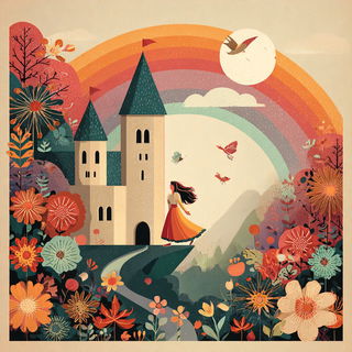 Chromaflare style, Midjourney V7: retro fairy-tale illustration