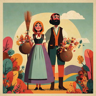 Chromaflare style, Midjourney V7: traditional folk art