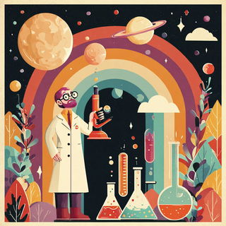 Chromaflare style, Midjourney V7: editorial illustration for popular scientific magazine cover