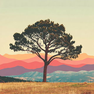 Chromaflare style, Midjourney V7: realistic landscape photograph of quiet dawn