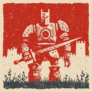 Asterhelm style, Midjourney V7: concept art character design of retropunk steam knight