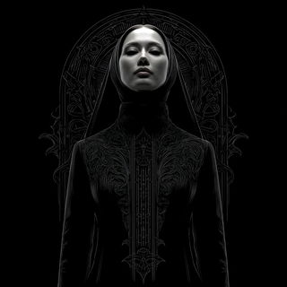 Glypharachne style, Midjourney V7: photographic portrait of female protagonist