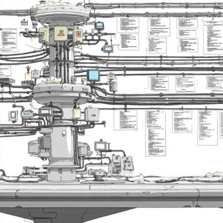 Cairn Inkadventure style, Midjourney V7: technical infrastructure blueprint schematics