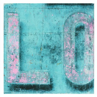 Turquoise Riot Press style, Midjourney V7: typographic composition with large letters