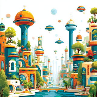 Mosaicwild style, Midjourney V7: megacity with futuristic bioarchitecture